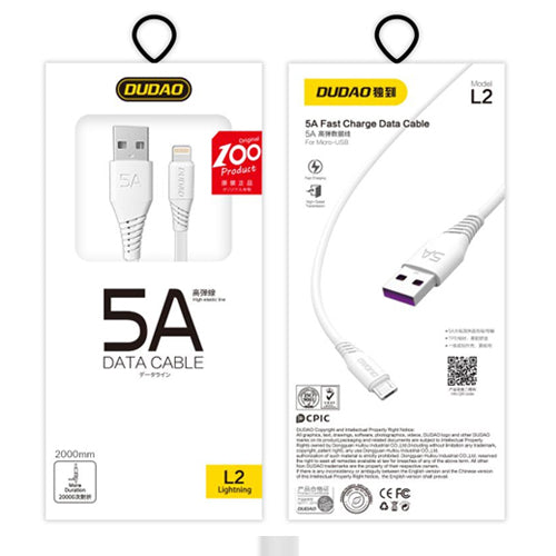 CÂBLE DUDAO CÂBLE USB / LIGHTNING 5A 2M BLANC L2L 2M BLANC