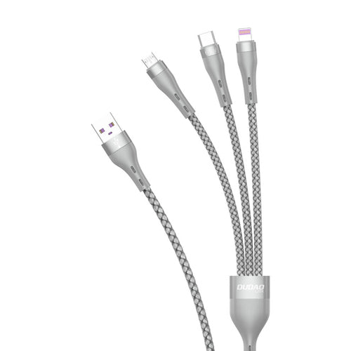DUDAO 3IN1 USB CABLE - LIGHTNING / MICROUSB / USB TYPE C 65W 1.2M GRAY L20X