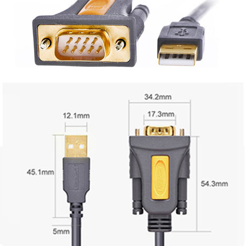 UGREEN USB-A - DB9 RS-232 ADAPTER CABLE 1.5 M GRAY CR104