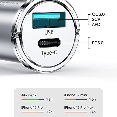 JOYROOM USB TYPE C / USB FAST CAR CHARGER 20 W 5 A POWER DELIVERY QUICK CHARGE 3.0 AFC SCP GRAY C-A45