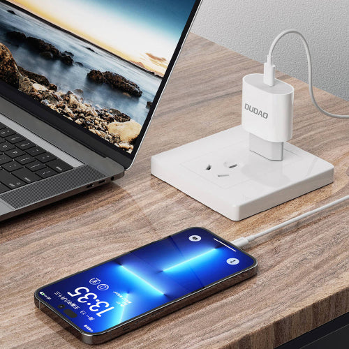 DUDAO CHARGEUR RAPIDE USB-C POWER DELIVERY 20W BLANC + CÂBLE USB-C - LIGHTNING 1M A8SEU