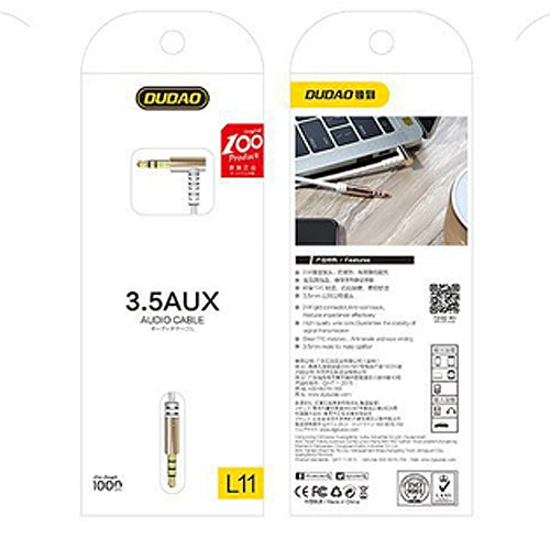 DUDAO CABLE ANGLED TO AUX MINI JACK CABLE 3.5 MM 1M WHITE L11 WHITE
