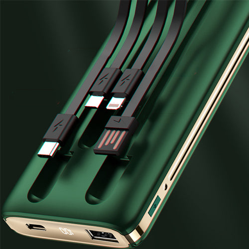 DUDAO K4PRO POWERBANK WITH INTEGRATED CABLES 10000MAH LED DISPLAY GREEN