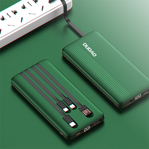 DUDAO K4PRO POWERBANK WITH INTEGRATED CABLES 10000MAH LED DISPLAY GREEN