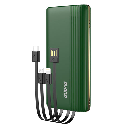 DUDAO K4PRO POWERBANK WITH INTEGRATED CABLES 10000MAH LED DISPLAY GREEN