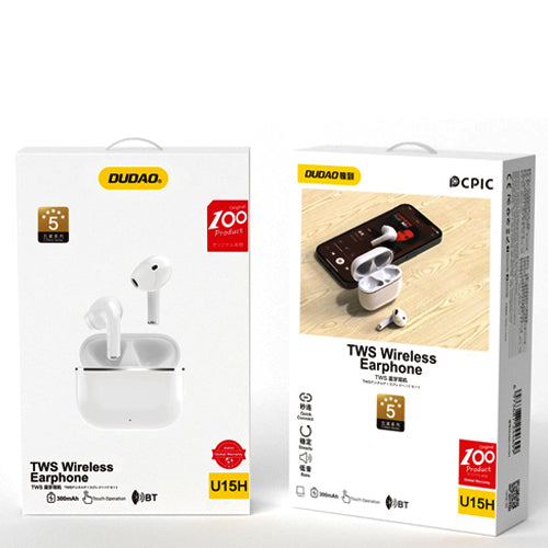 DUDAO TWS BLUETOOTH 5.1 WIRELESS HEADPHONES WHITE U15H
