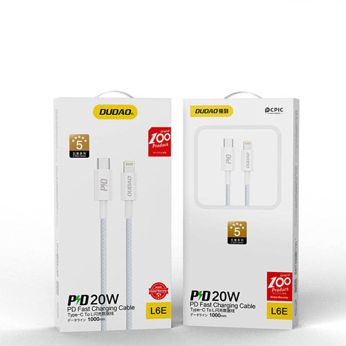 DUDAO L6E USB TYPE C - LIGHTNING PD 20W 1M WHITE L6E