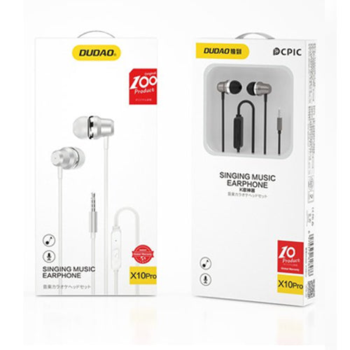 ÉCOUTEURS INTRA-AURICULAIRES DUDAO AVEC TÉLÉCOMMANDE ET MICROPHONE MINI JACK 3,5 MM BLANC X10 PRO BLANC