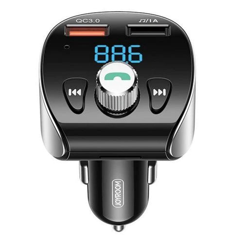 JOYROOM BLUETOOTH 5.0 FM TRANSMITTER MP3 MICRO SD CAR CHARGER 2X USB 18 W 3 A QUICK CHARGE 3.0 BLACK JR-CL02