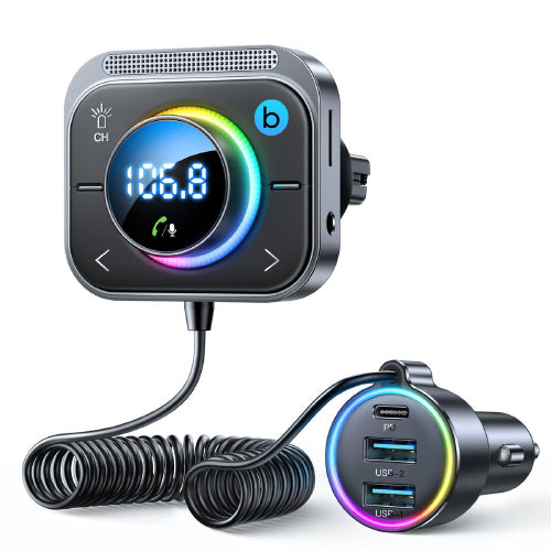 JOYROOM FM TRANSMITTER / 30W FAST CAR CHARGER 2XUSB-A / USB-C PD BLACK JR-CL18