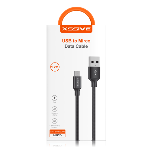 CÂBLE TRESSÉ MICRO USB 1.2M XSSIVE