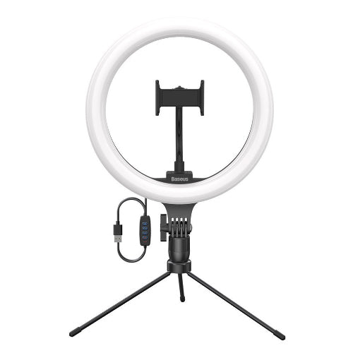 BASEUS PHOTOGRAPHIC LAMP 10'' RING FLASH LED RING FOR SMARTPHONE FOR SELFIE PHOTOS YOUTUBE, TIKTOK +MINI BLACK TRIPOD CRZB10- A01