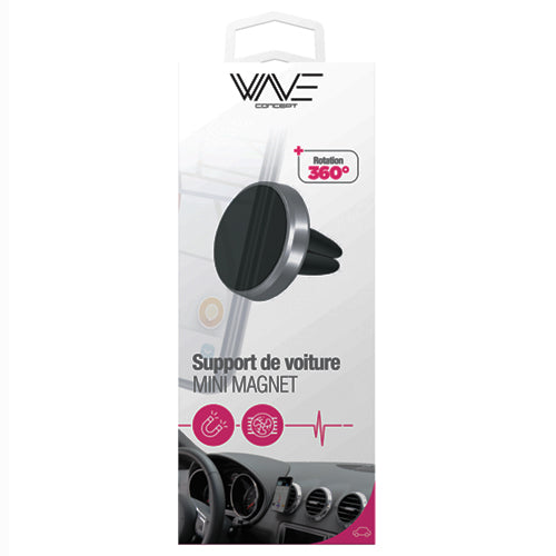 SUPPORT DE VOITURE MAGNET MINI EN ALUMINIUM BROSSE POUR GRILLE D'AERATION ARGENT