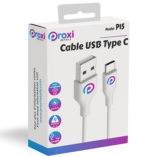 USB TYPE C CABLE 1M 2A PROXI RETAILS