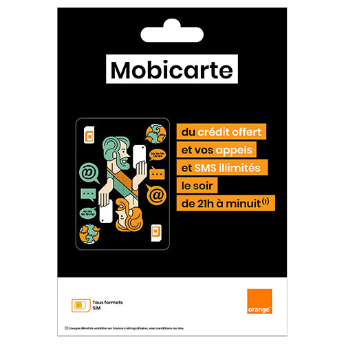 CARTE SIM PRÉPAYÉE ORANGE MOBICARTE 5€ DE CRÉDIT INCLUS