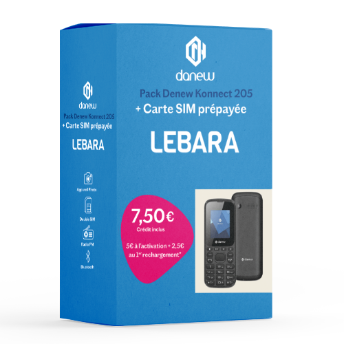 LEBARA MOBILE KONNECT 205 PACK WITH 7.50EURO CREDIT INCLUDED