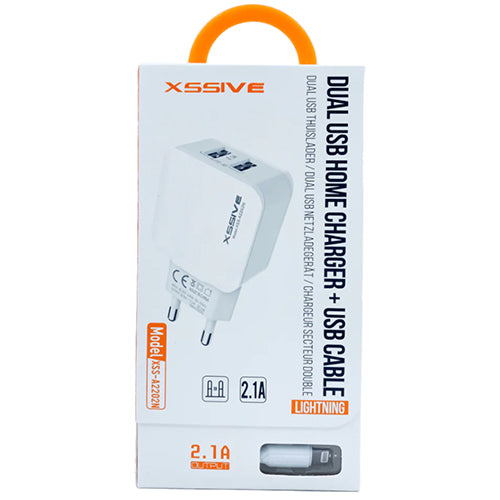 CHARGEUR DOUBLE USB-A / 2.1A + CÂBLE LIGHTNING XSSIVE