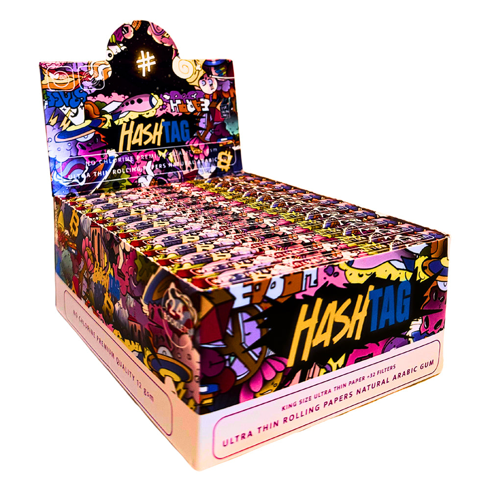 Hash Tag – Feuilles à rouler King Size Blanches avec Filtres 108×44 mm