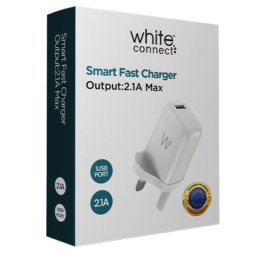WHITE CONNECT 2.1A -3 PIN SINGLE PORT ADAPTER