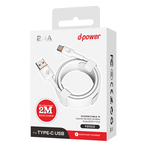 D-Power Type C Cable 2m 2.4A F2002