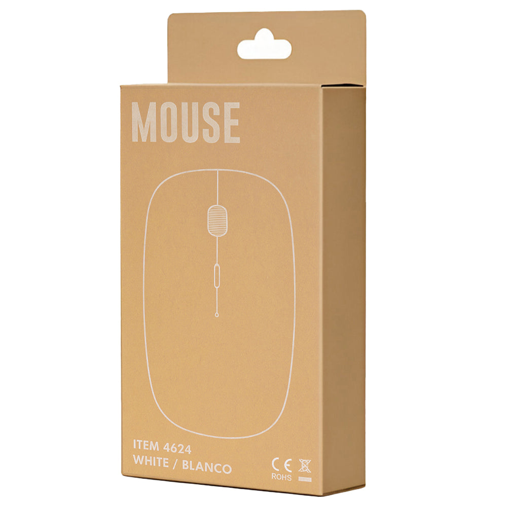 Souris Sans Fil Bluetooth Slim – Rechargeable, Clic Silencieux, Blanche – Réf. 4624
