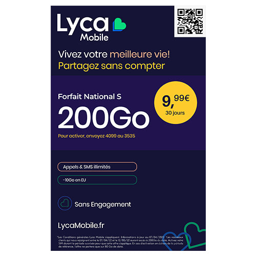 LYCAMOBILE NATIONAL PASS S SIM CARD €9.99