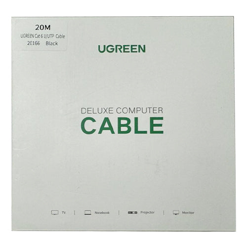 UGREEN INTERNET NETWORK CABLE ETHERNET PATCHCORD RJ45 CAT 6 UTP 1000MBPS 20M BLACK