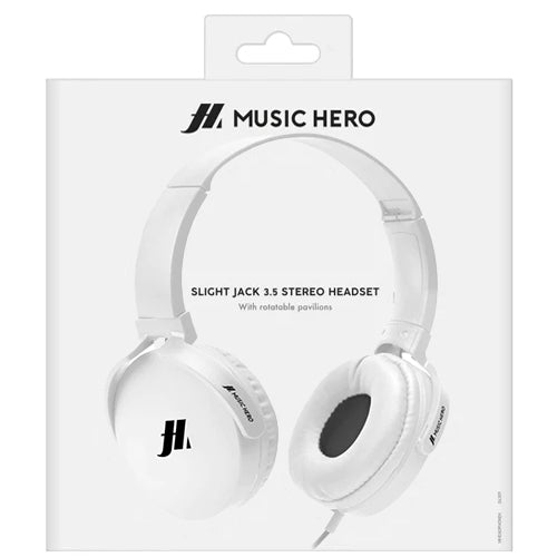 WIRED HEADPHONE WITH MICROPHONE 3.5MM JACK, WHITE-MUSIC HERO