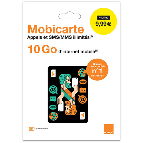 CARTE SIM PRÉPAYÉE ORANGE MOBICARTE 10GO 9,99€