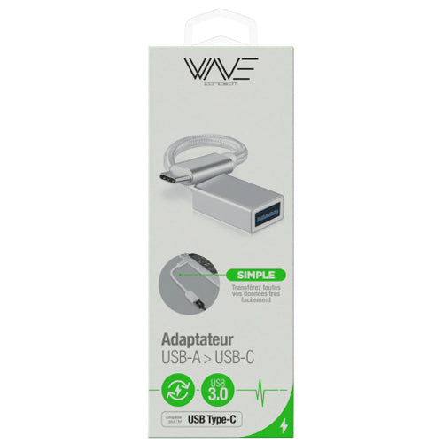 NYLON USB-C TO USB-A ADAPTER SILVER-WAVE