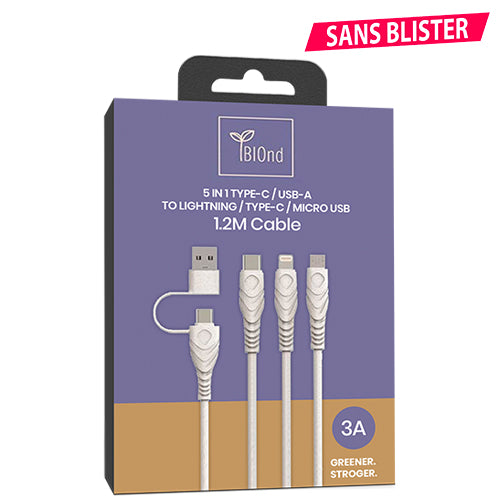 EASY TO GO GREEN CABLE 5 EN 1 1M BLANC