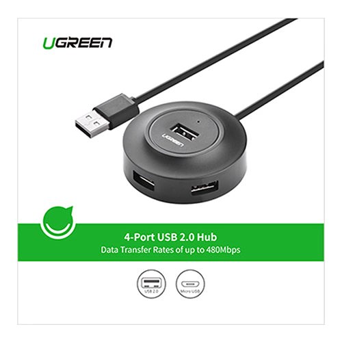 UGREEN HUB 4IN1 USB-A - 4XUSB-A 2.0 480MB/S 1M BLACK CR106
