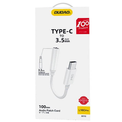 DUDAO AUDIO ADAPTER HEADPHONE ADAPTER FROM USB TYPE C TO MINI JACK 3.5 MM WHITE L16CPRO WHITE