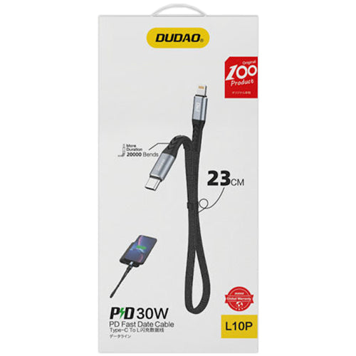 DUDAO L10P USB TYPE C - LIGHTNING PD20W 0.23M BLACK L10P