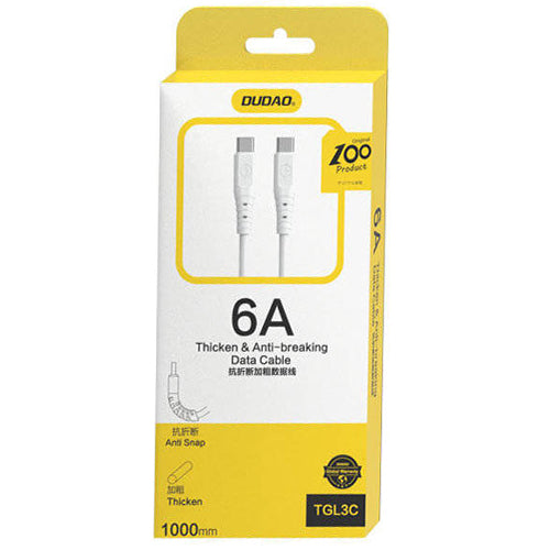 DUDAO CABLE, USB TYPE C CABLE - USB TYPE C 6A 100W PD 1M WHITE TGL3C