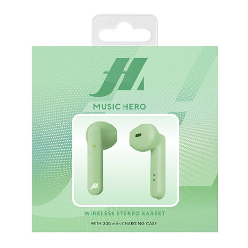 EARBUDS BEAT TWS, LIGHT GREEN-MUSIC HERO