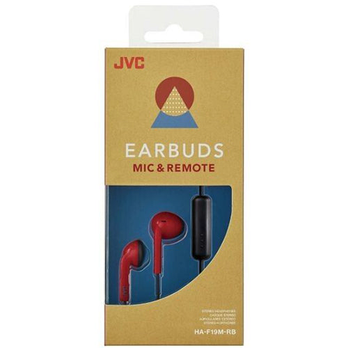JVC EARBUDS MIC &amp; REMOTE HAF19M-RB RED &amp; BLACK