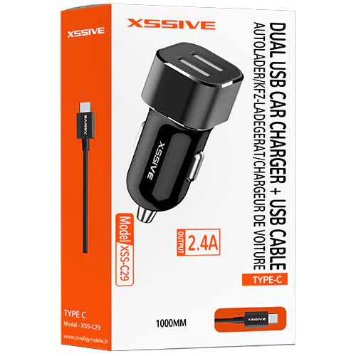 DUO CAR CHARGER 2.4A + TYPE-C CABLE XSSIVE