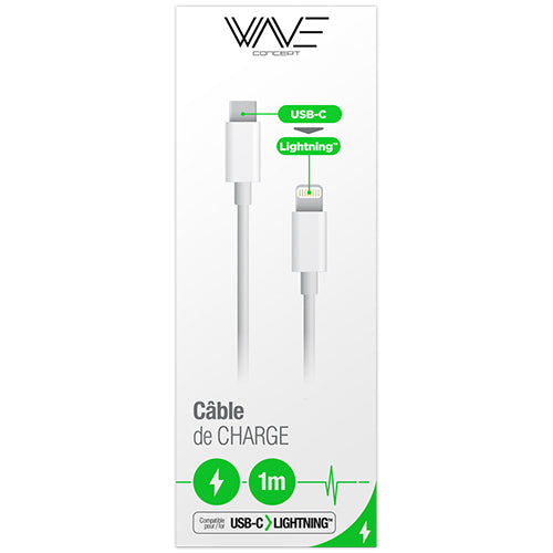 CABLE DE CHARGE - USB-C VERS LIGHTNING 1M - WAVE