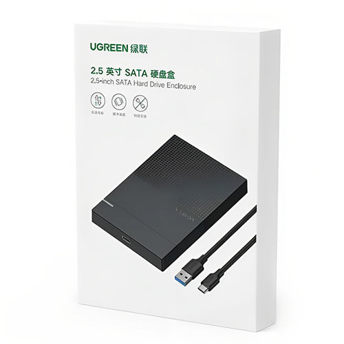 BOÎTIER DISQUE DUR UGREEN 2.5'' USB 3.2 GEN 1 5GBPS BAIE POUR HDD SSD AVEC CÂBLE USB NOIR  CM471