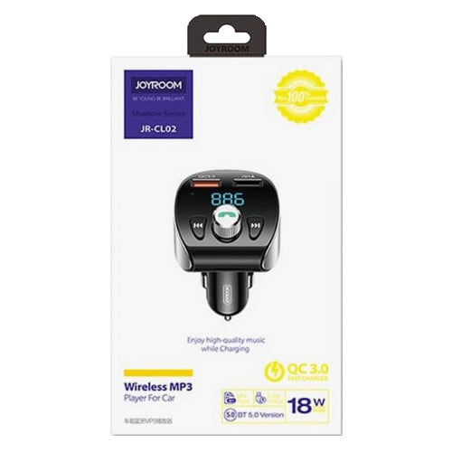 JOYROOM BLUETOOTH 5.0 FM TRANSMITTER MP3 MICRO SD CAR CHARGER 2X USB 18 W 3 A QUICK CHARGE 3.0 BLACK JR-CL02
