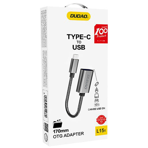 DUDAO OTG USB 2.0 TO USB TYPE C ADAPTER CABLE GRAY L15T