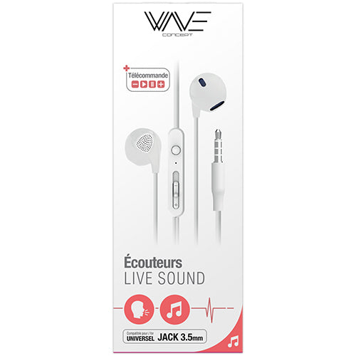 WIRED STEREO LIVE SOUND HEADPHONES WITH 3.5MM JACK, WHITE-WAVE