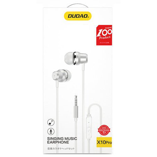 DUDAO IN-EAR HEADPHONES WITH REMOTE CONTROL AND MICROPHONE MINI JACK 3.5MM WHITE X10 PRO WHITE