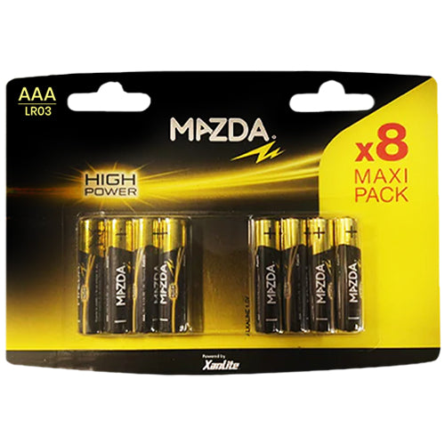 AAA BATTERY LR03 X8 MAXI PACK HIGH POWER MAZDA