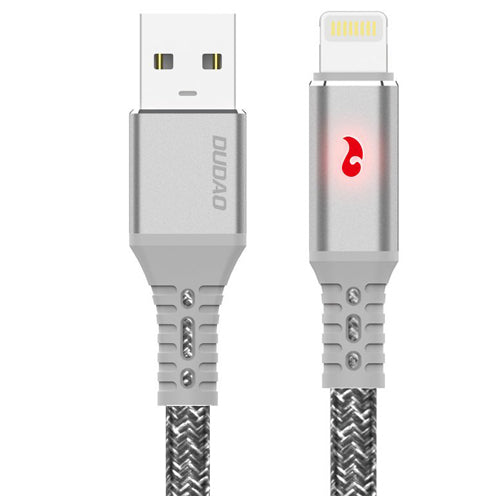 LIGHTNING 3A USB CABLE WITH LED LIGHT 1M, GRAY-DUDAO