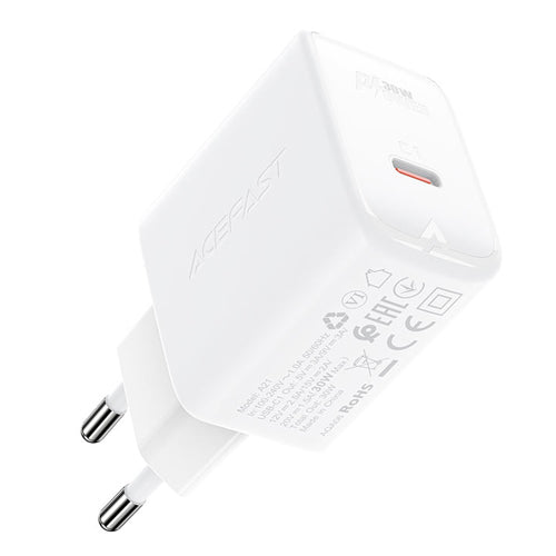 CHARGEUR SECTEUR USB TYPE C 30W, PD, QC 3.0, AFC, FCP A21 BLANC-ACEFAST