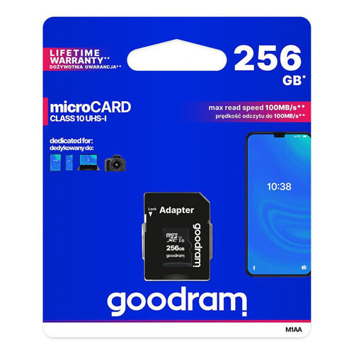 CARTE MÉMOIRE 256 GB MICRO SD XC UHS-I CLASSE 10 , ADAPTATEUR SD-GOODRAM