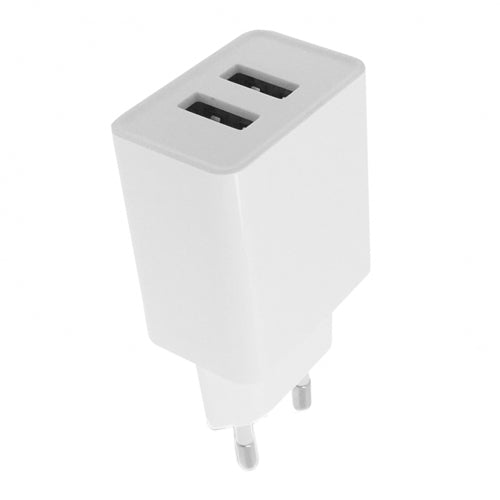 TECH LINE MAINS CHARGER 2 USB PORT 2.4A, WHITE-WAVE