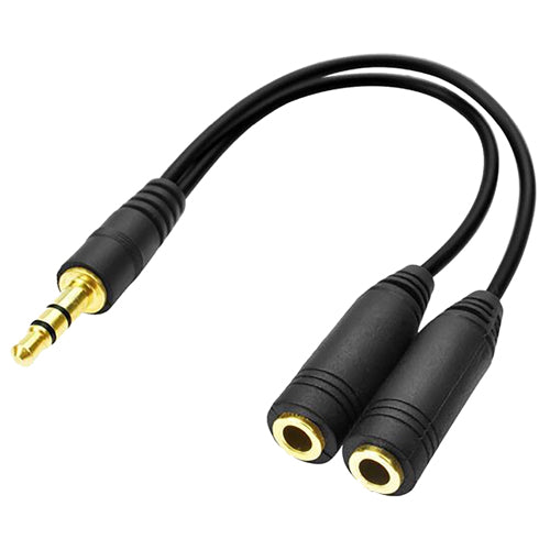 AUDIO CABLE JACK 3.5 MM MALE TO DOUBLE JACK 3.5 MM, BLACK-WAVE